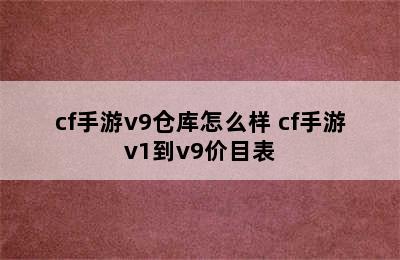 cf手游v9仓库怎么样 cf手游v1到v9价目表